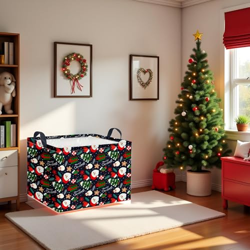 Collapsible Christmas Storage Basket Waterproof Rectangular Bin Blue