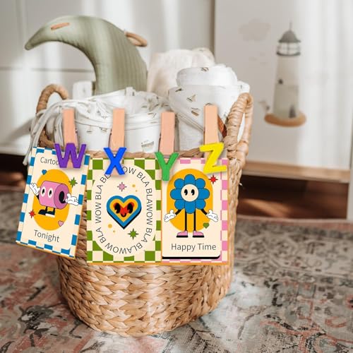 Colorful Wooden Clothespins with Letters & Numbers for Crafts