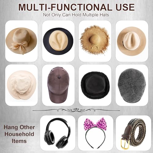 Dntorx Wall Hat Hooks - 8 Pack Cowboy Hat Rack Holders, Black