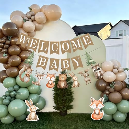 Woodland Welcome Baby Banner for Woodland Baby Shower & Gender Reveal Party Decor