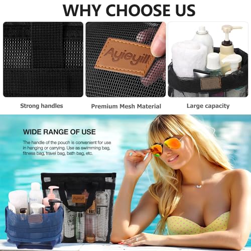 Hommtina Mesh Shower Caddy Bag, Quick-Dry Hanging Toiletry Organizer, 2 Pack