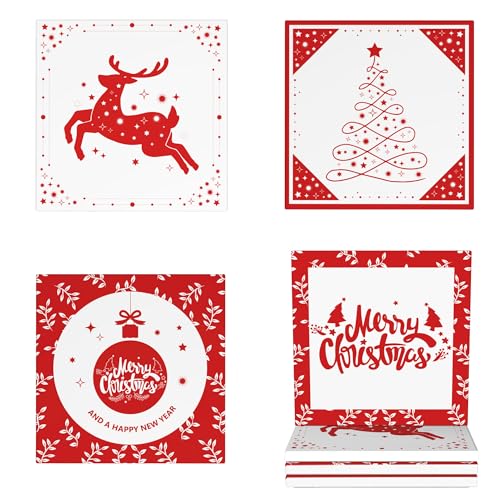 Christmas Ceramic Coaster Set with Snowflake & Tree Designs - 4 Pieces Variation of THIS listing