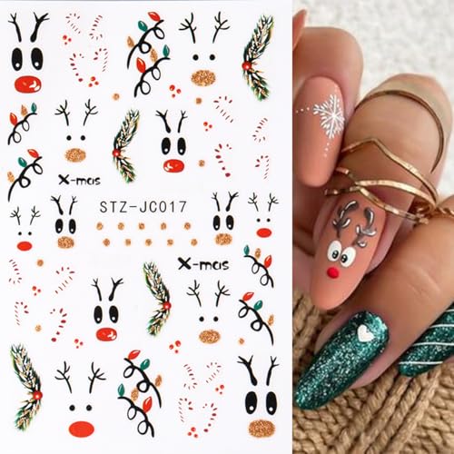 Christmas 3D Nail Art Stickers Self-Adhesive Holiday Decals 6PCS