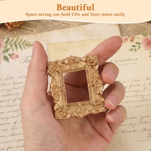 14-Piece Vintage Mini Picture Frames Set - Ornate Gold Designs for Crafts