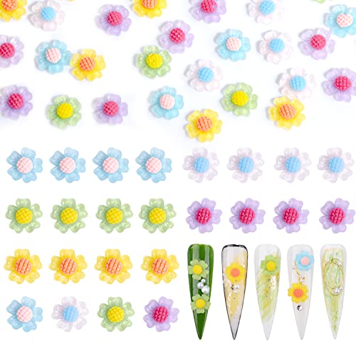 BAIYIYI 100 Pcs 3D Acrylic Resin Sunflower Nail Art Charms