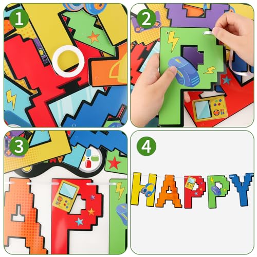 Abilat Video Game Happy Birthday Banner Gamer Controller Party Supplies