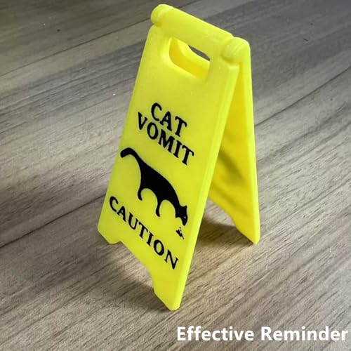 Funny Cat Vomit Caution Sign - 2 Pcs 3D Printed Décor