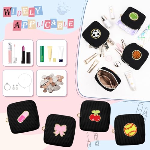 Personalized Corduroy Small Makeup Bag Portable Travel Toiletry Pouch Soccer