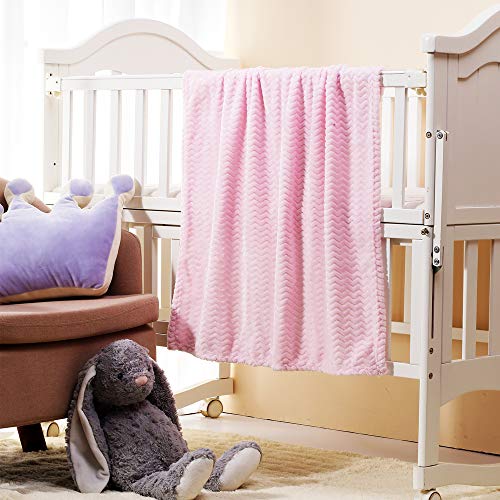 CREVENT 2-Pack 30''x40'' Soft Baby Blankets - Giraffe & Pink
