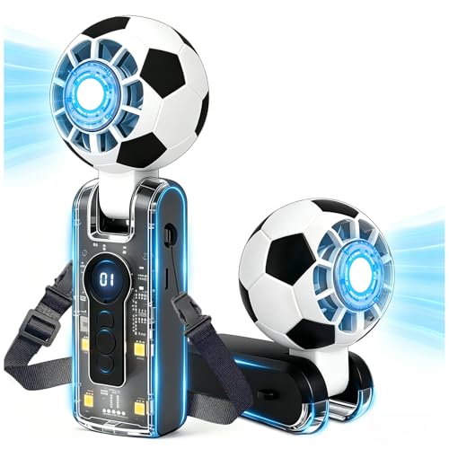 DooYard Soccer Ball Portable Handheld Fan, 5-Speed Rechargeable Fan - Black