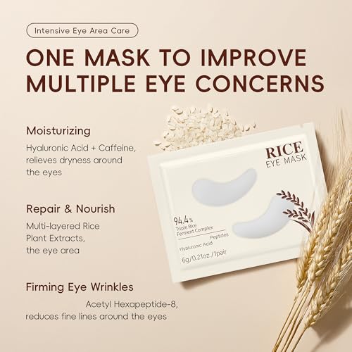 Rice Collagen Under Eye Patches for Dark Circles & Puffy Eyes (5 Pairs)