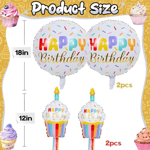 Colorful Birthday Cake Foil Balloon Set - Cupcake Party Decorations