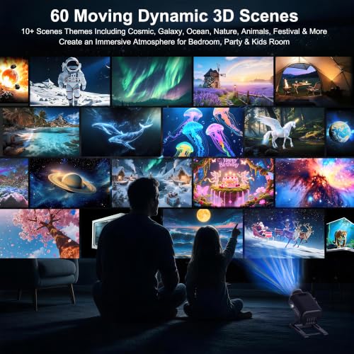 Black 3D Star Galaxy Projector with Ocean Scenes & Bluetooth Speaker - Night Light & Remote Control