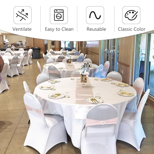 JALANCY 1 Pack White Stretch Polyester Spandex Chair Covers for Weddings & Events