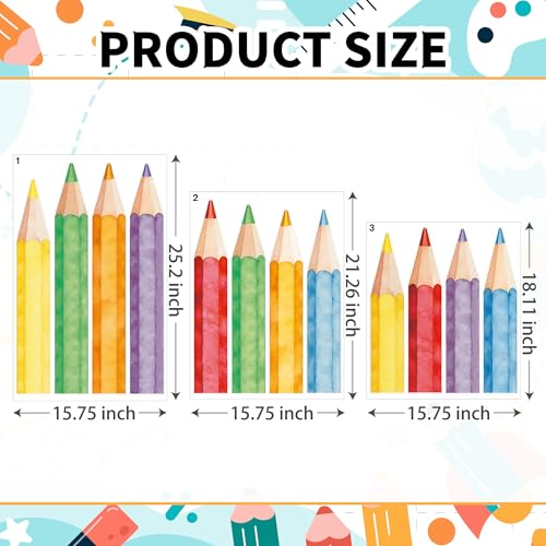 Extra Large Back to School Pencil Window Clings - 3 Sheets