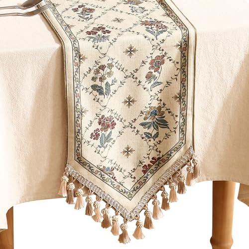 Patdrea French Vintage Linen Table Runner 12x102 Inches - Audrey Variation