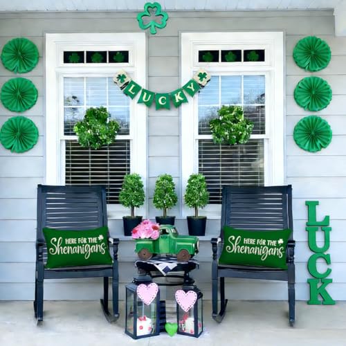 St. Patrick's Day Lumbar Pillow Cover 12x20 Shamrock Green Spring Couch Decor