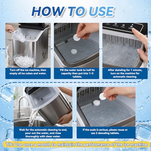 Bellemora Ice Machine Cleaner Tablets - 36 Pack for Nugget & Countertop Ice Makers