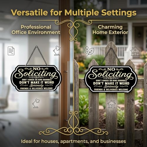 Funny No Soliciting Sign for Front Door | Durable Aluminum 10x5 Inch