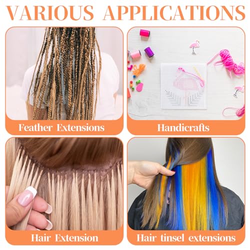 Hair Extension Loop Tool - 3 Pcs Wooden Handle Bead Threader