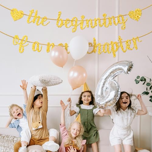 Beginning of a New Chapter Banner - Glitter Gold Graduation & Party Decor