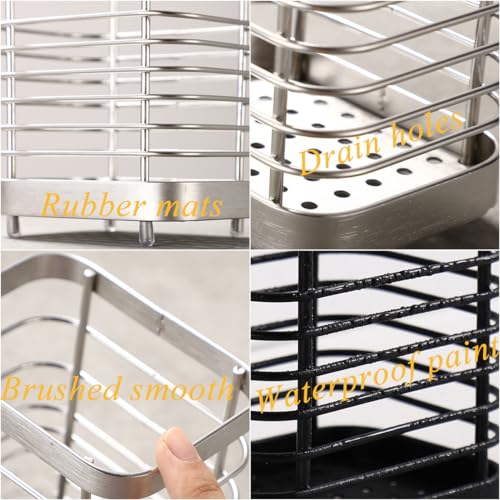 KEINEUX Black Large Silverware Utensil Holder - Kitchen Counter Organizer