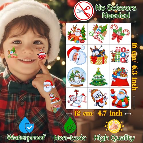 Christmas Temporary Tattoos 60-Piece Festive Party Favors