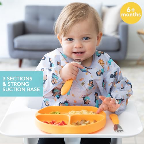 Bumkins Silicone Suction Plate for Toddlers & Babies - Non-Skid Grip Dish