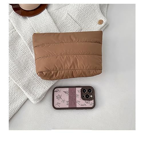 Puffy Cosmetic Bag for Women Lightweight Canvas Makeup Pouch Toiletry Organizer