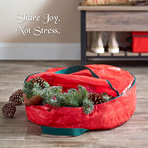 ZOBER 30-Inch Christmas Wreath Storage Bag with Dual Zippers