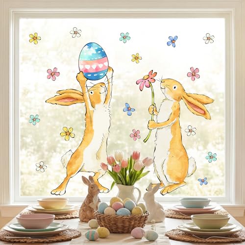 Extra Large Easter Window Clings - Bunny Decorations for Glass