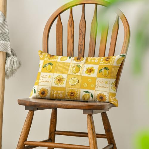 AVOIN colorlife Hello Summer Lemon Sunflower Throw Pillow Cover 12x20