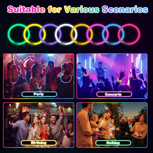 100 Pack 8-Inch Glow Sticks with Connectors - Party Favors