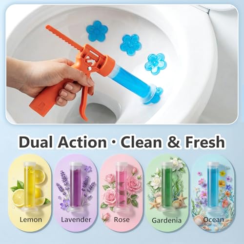Li & Zhao Toilet Gel Stamps - 5 Pack with Flower Designs & Scents