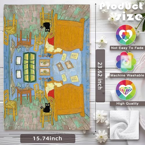 Vintage Masterpiece Cat Kitchen Towel - Bedroom in Arles Design