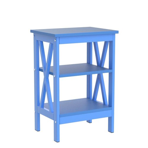 VECELO Side/End Table with Storage Shelf Nightstands for Children's Living Room Bedroom Office, Set of 2, Dark Blue