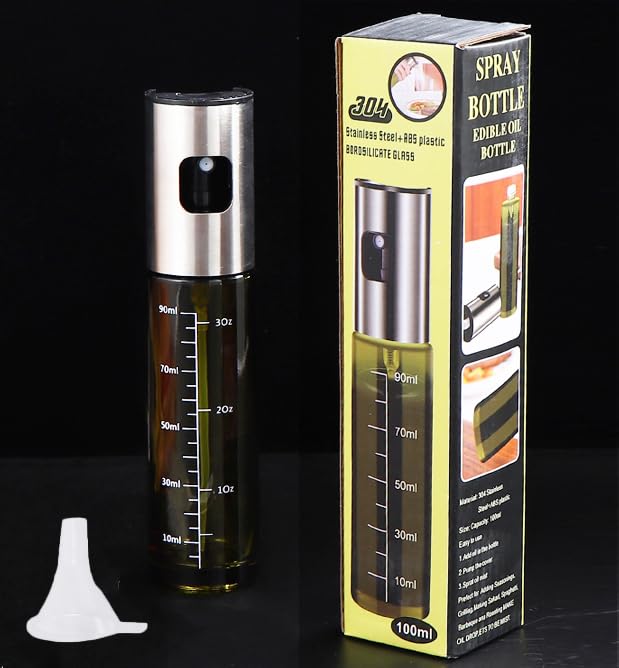 NIKKIER 100ml Oil Sprayer for Cooking - Blackish Green Olive Oil Spritzer