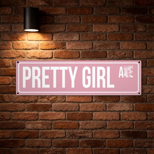Pretty Girl Metal Sign - Pink Wall Decor for Girls Room