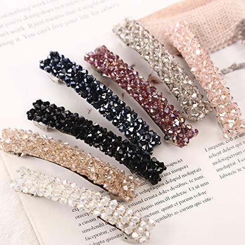 Black Rhinestone Hair Barrette Handmade Metal Alligator Styling Clip
