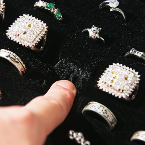 30-Slot Black Ring Organizer Box for Jewelry Storage