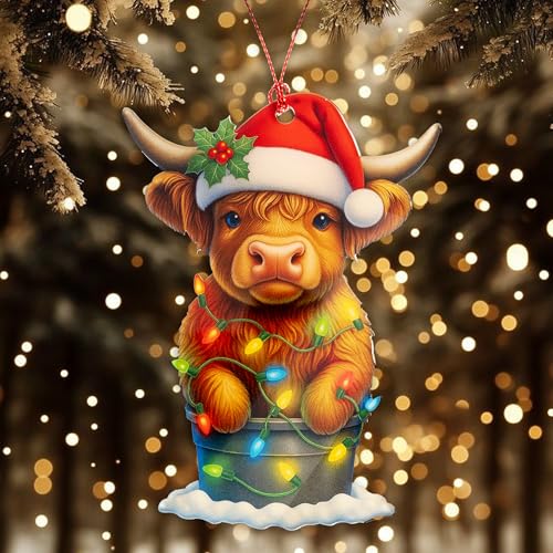 Highland Cow Christmas Ornament - Festive Farmhouse Decor