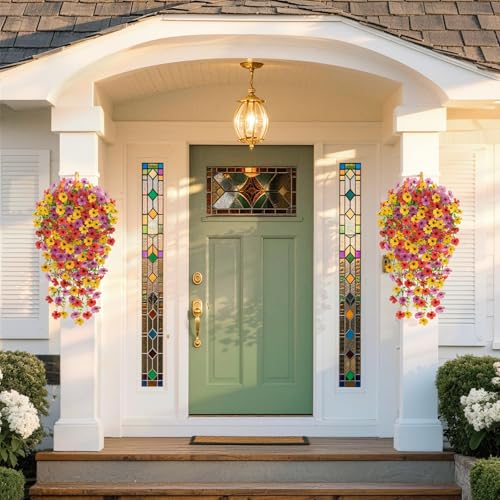 Artificial Flowers for Outdoors UV Resistant Hanging Flowers - Mix Color, 4 Pack