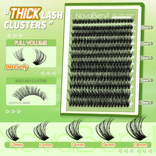NovaBeryl 60D Wispy Lash Clusters Kit with Bond, Seal, and Tweezers