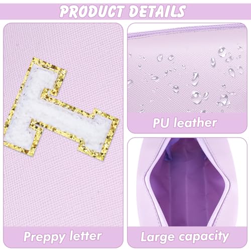 Initial Makeup Bag Waterproof PU Leather Travel Cosmetic Pouch for Women