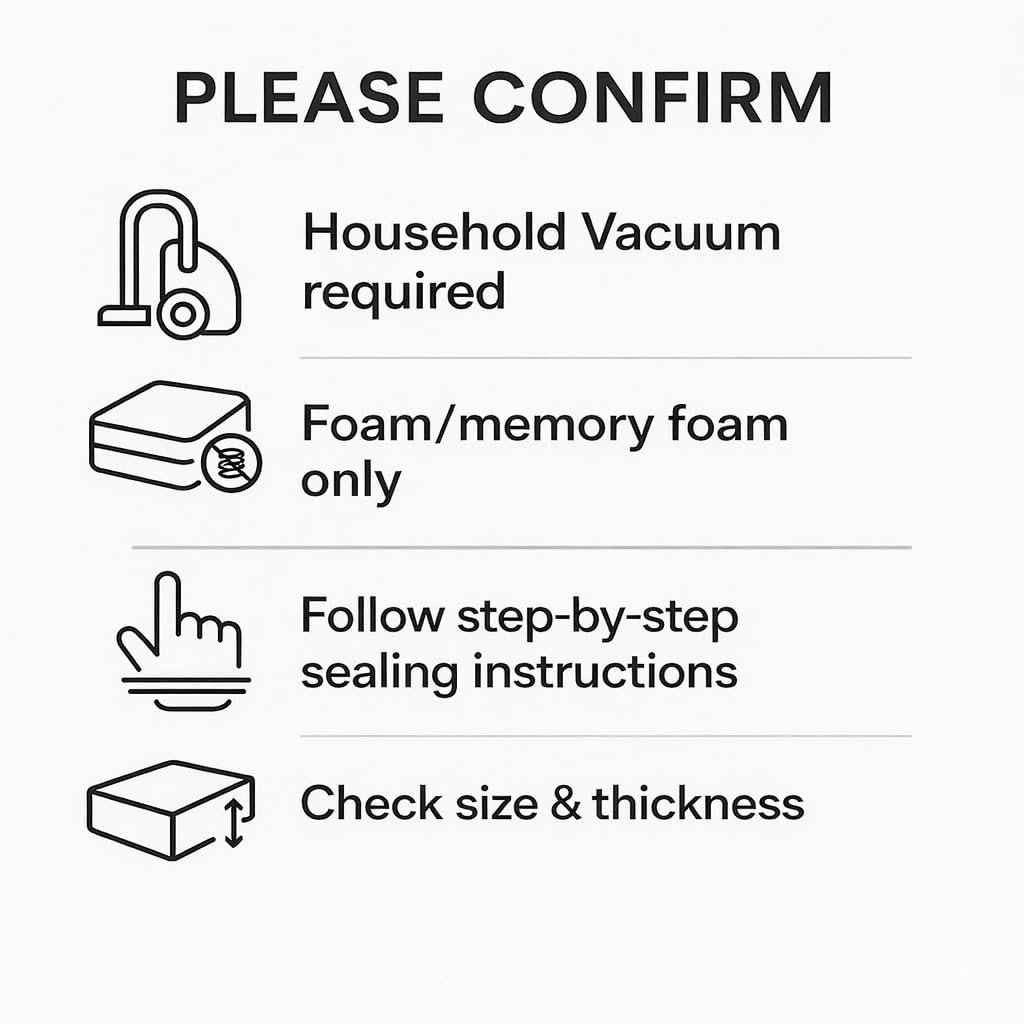 Memory Foam Mattress Vacuum Bag - Heavy Duty Compression Storage Solution with Straps | Twin/Twin-XL Size