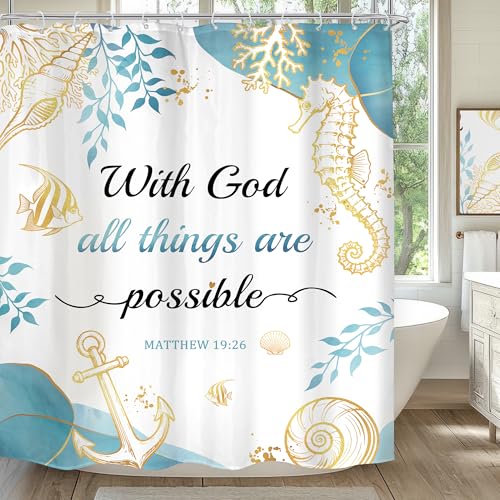 Beach Bible Verse Shower Curtain Set - 60" x 72" (Pack of 12)
