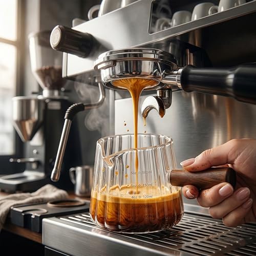 Ohola 6oz Espresso Measuring Cups with Wood Handle, 2-Pack