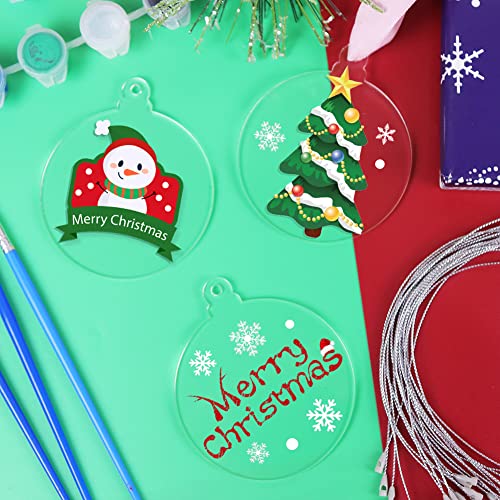 Clear Acrylic Christmas Ornaments Set - 4 Inch Blank DIY Holiday Decorations