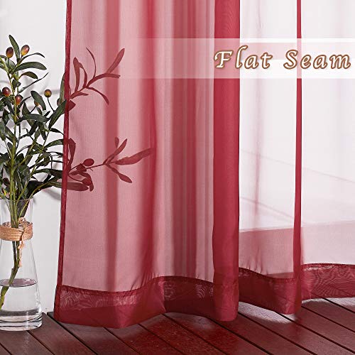 NICETOWN Voile Sheer Curtains - Haute Red 54" x 84" (Pack of 2)