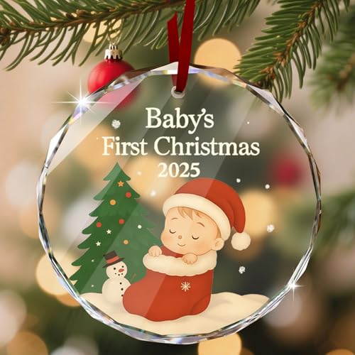 Personalized Glass Christmas Ornament - Custom Photo & Text Gift